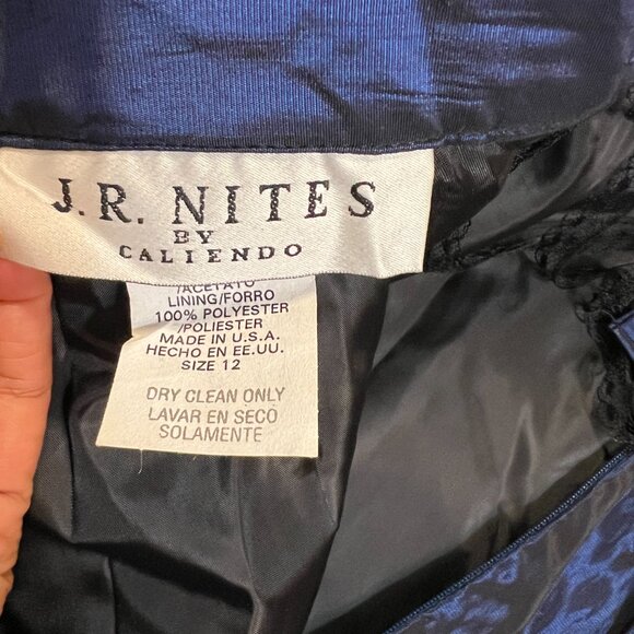 JR Nites by Caliendo Women’s Formal Maxi Skirt Navy Blue Taffeta A-Line Wiast 28 - Picture 3 of 7
